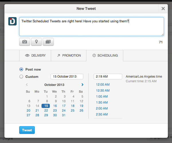 twitter schedule tweet box
