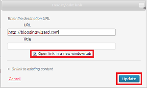 Open links in new window - WordPress