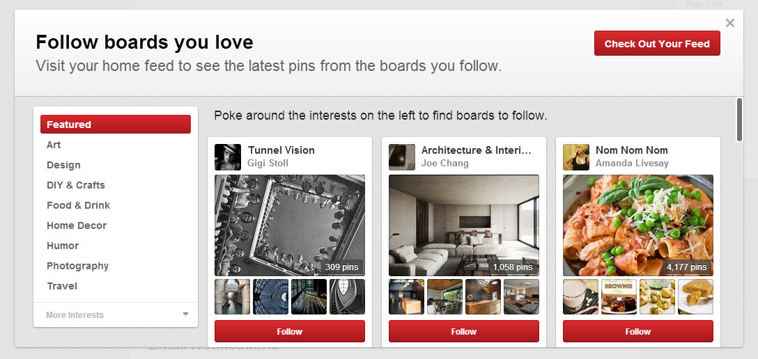 Begin Following Boards That Interest You on Pinterest