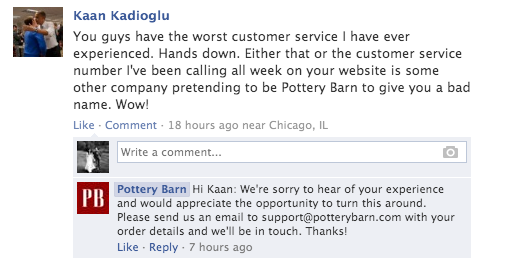 Pottery Barn Facebook