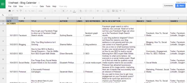 Editorial Calendar