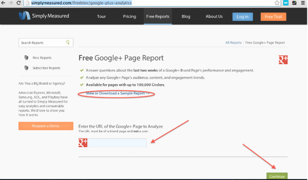 simply measured-google+ page report