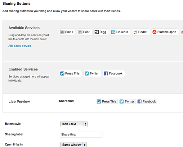 wordpress sharing