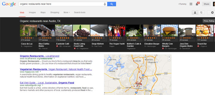 Google Local Carousel Organic Restaurants Austin