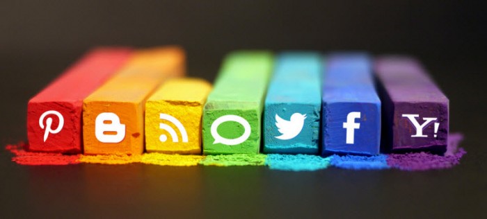 Social media icons in chalk