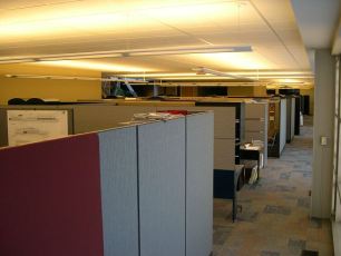 cubicles in an office-silos