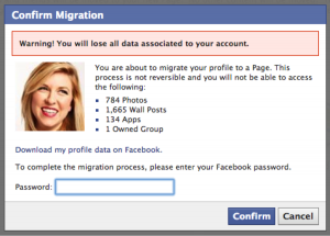 how to convert facebook profile to business page