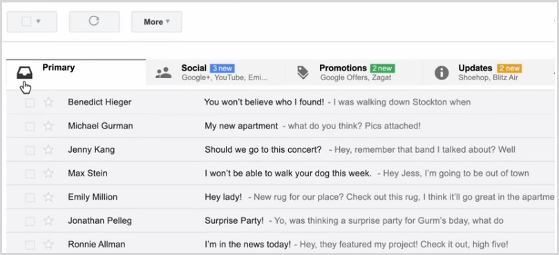 Gmail tabs