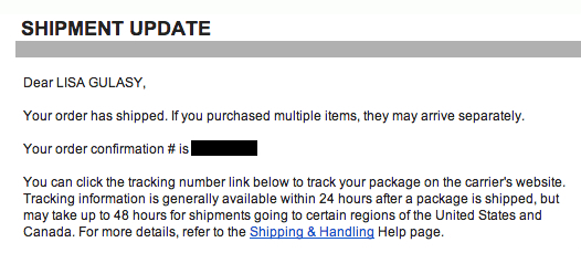 shipment confirmation standard