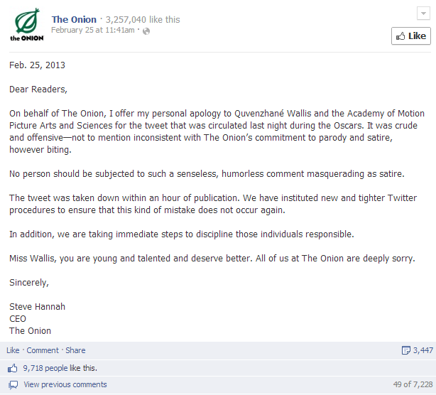 the onion apology