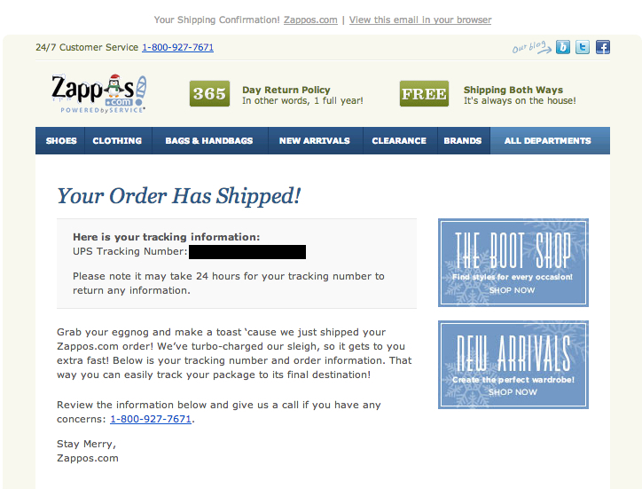 zappos your order has shipped