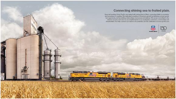 Small agency Baily Lauerman award winning Union Pacific Railroad ad 