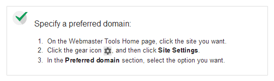 Select Preferred Domain in Webmaster Tools