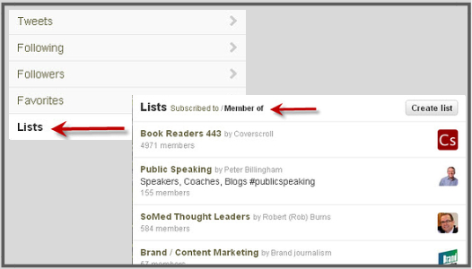 where to find twitter lists