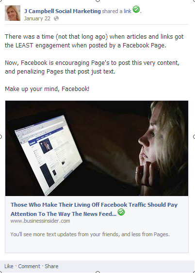 Facebook link share posts