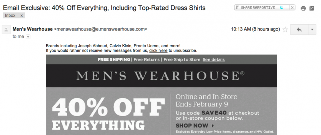 Men's wearhouse email