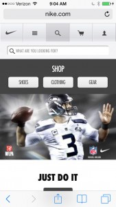 Nike mobile homepage image from UsefulUsability.com