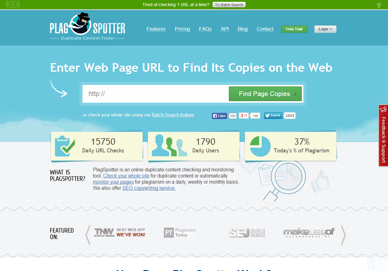PlagSpotter - Tools to detect duplicate content