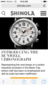 Shinola mobile home page image from UsefulUsability.com