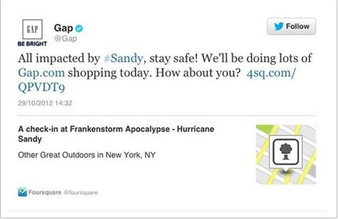 Gap Hurricane Sandy Offer