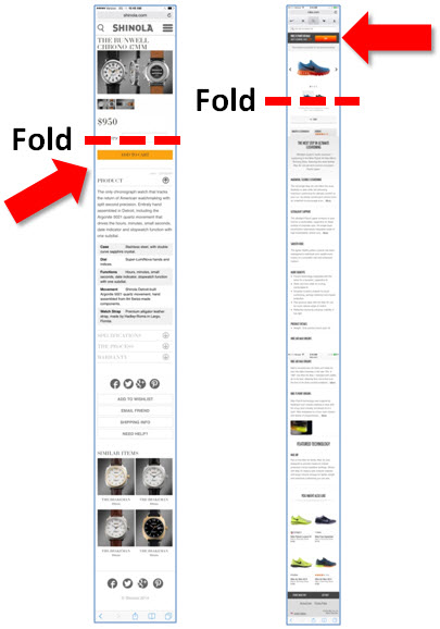 Shinola versus Nike product page cognitive load image from UsefulUsability.com