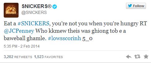 Snickers, JC Penny, Twitter, Social media, Social media marketing