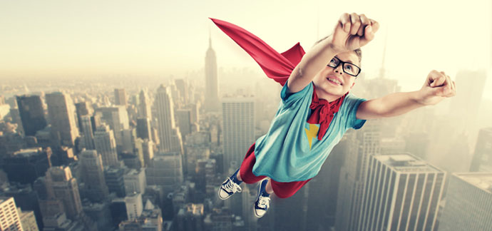 superhero kid flying