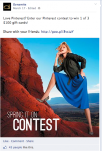 Facebook cross channel promotion pinterest sweepstakes