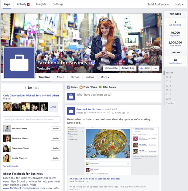 Facebook new brand page design