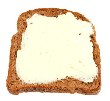 top view of bread and butter sandwich