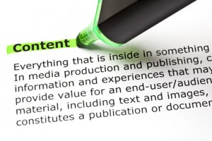 The word CONTENT highlighted in green with felt tip pen