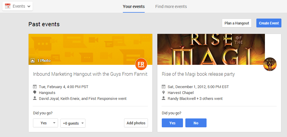 google plus events