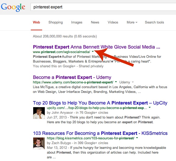 Pinterest expert ranks number on Google search.jpg