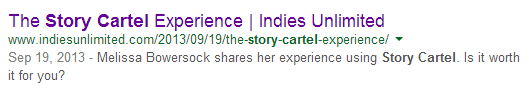 Alternate Google Result for Story Cartel Search