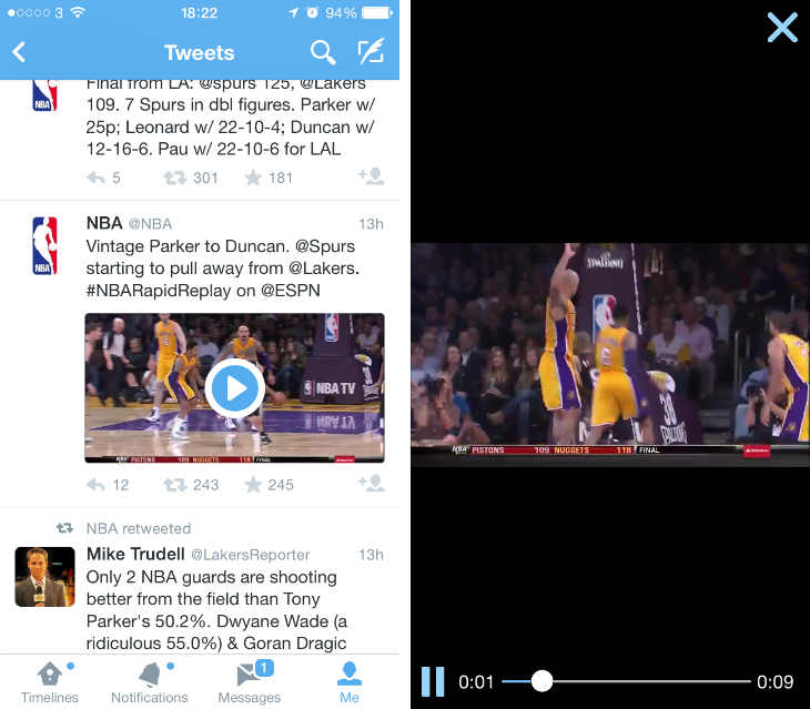 Twitter one tap video