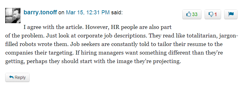 Comment from BusinessInsider about HR job descriptions