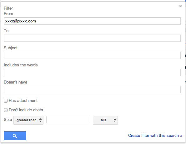 Select the option, Filter Message Like This in GMail