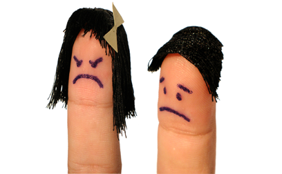 grumpy finger puppet couple