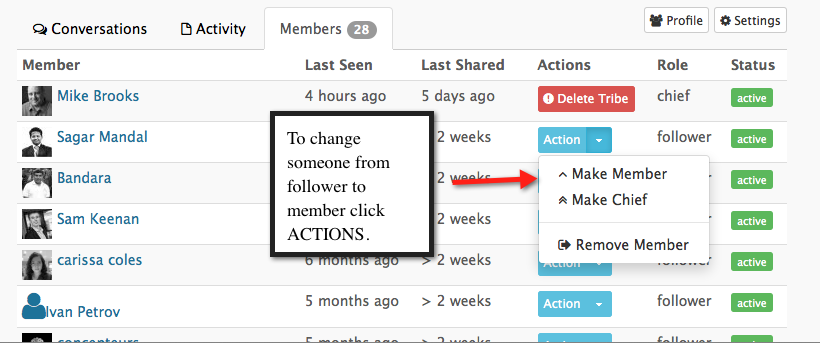 make a follower a member