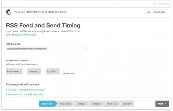 rss chimp 600x385 Add RSS to Email to your Blog to Increase Visitor Touch Points