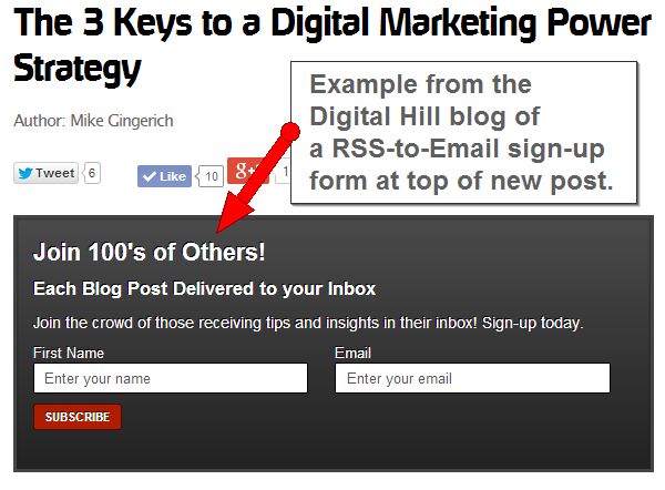 rss toemail form Add RSS to Email to your Blog to Increase Visitor Touch Points