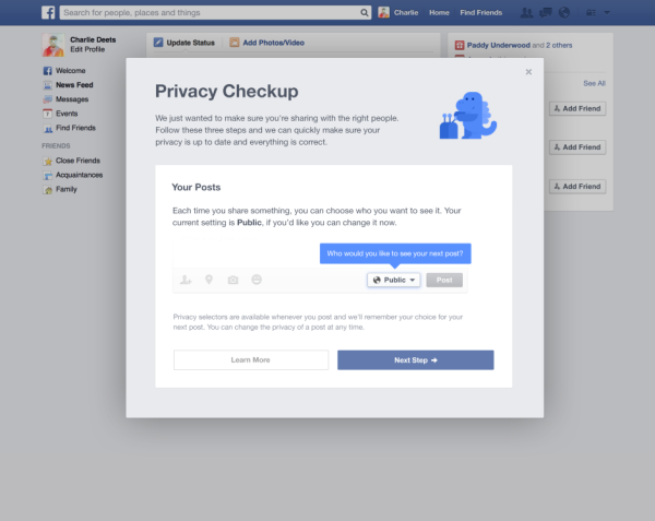 Facebook privacy change existing users