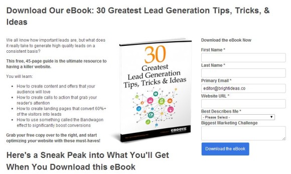 Groove Digital Marketing Landing Page Example