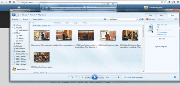 Click on the 'Start sync' button at the top of the right panel.