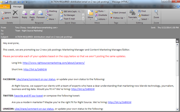 RSM Job Opening Distro Email Screenshot