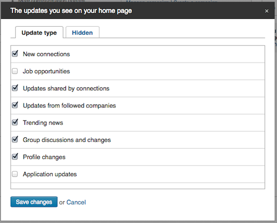 choices on customizing your linkedin home page