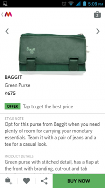 myntra app item page