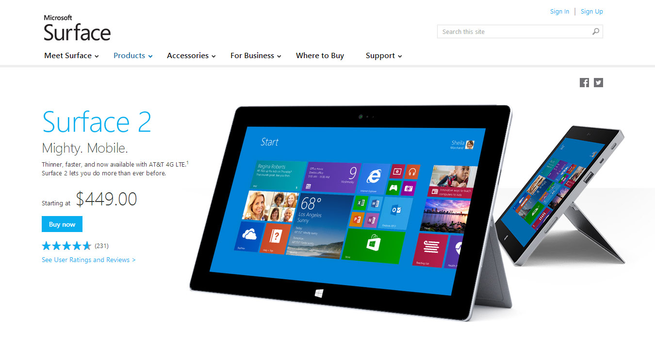 microsoft surface site call to action optimization
