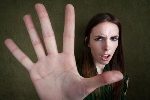 Woman Gestures Stop