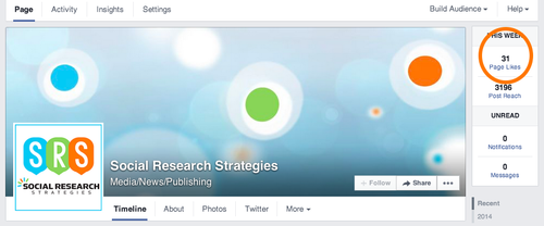 Here is Social Research Strategies Facebook page as an example